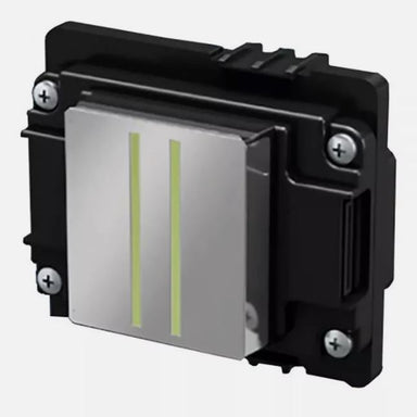 Black and silver electronic component on a white background