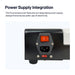 Power supply integration feature on a DTF oven with text explaining safer electricity use.