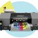 UNINET printer with colorful print output on a white background